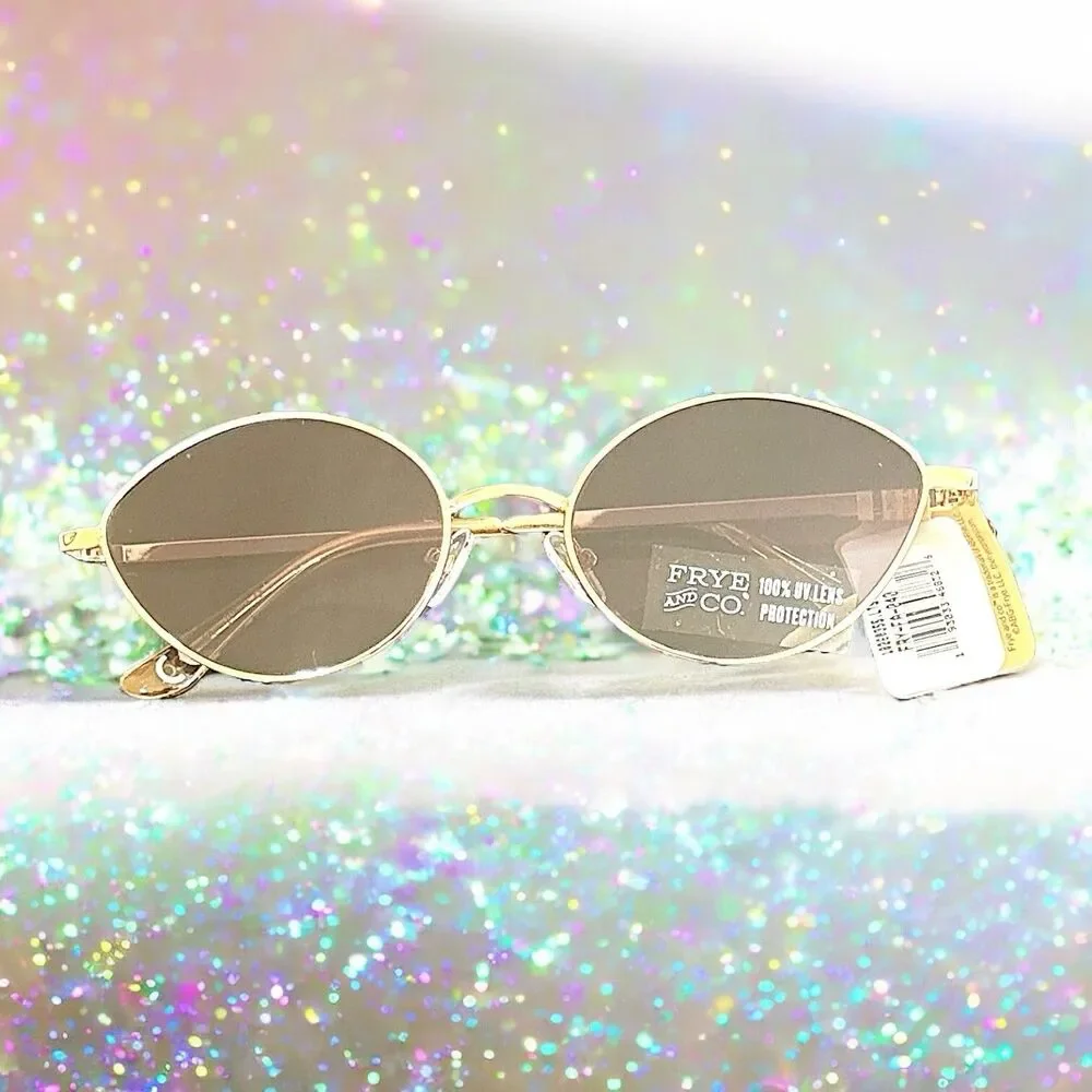 FRYE & CO Metal Almond Sunglasses in Shiny Gold NWOB